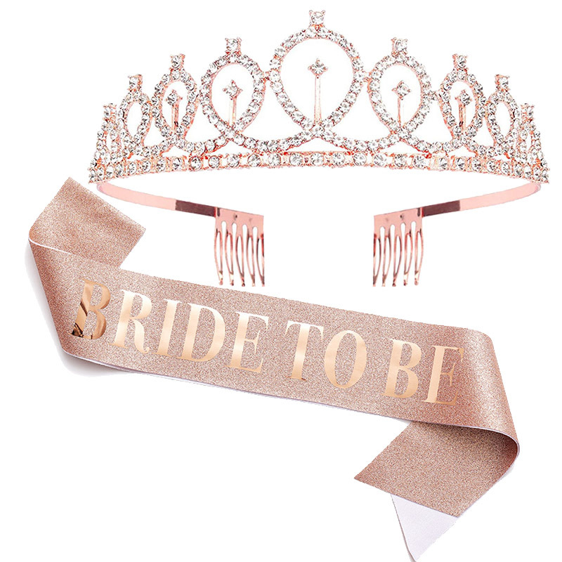 1set Rose Gold Bride to Be Sat - Bride Tribe Sash ulasan dan harga